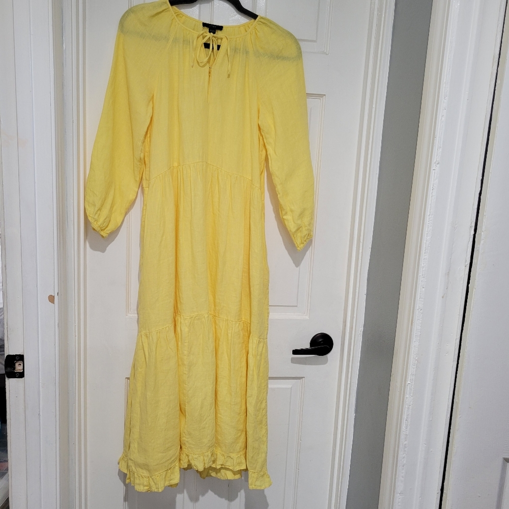 JCrew Long-sleeve tiered dress in linen - Picture 2 of 15